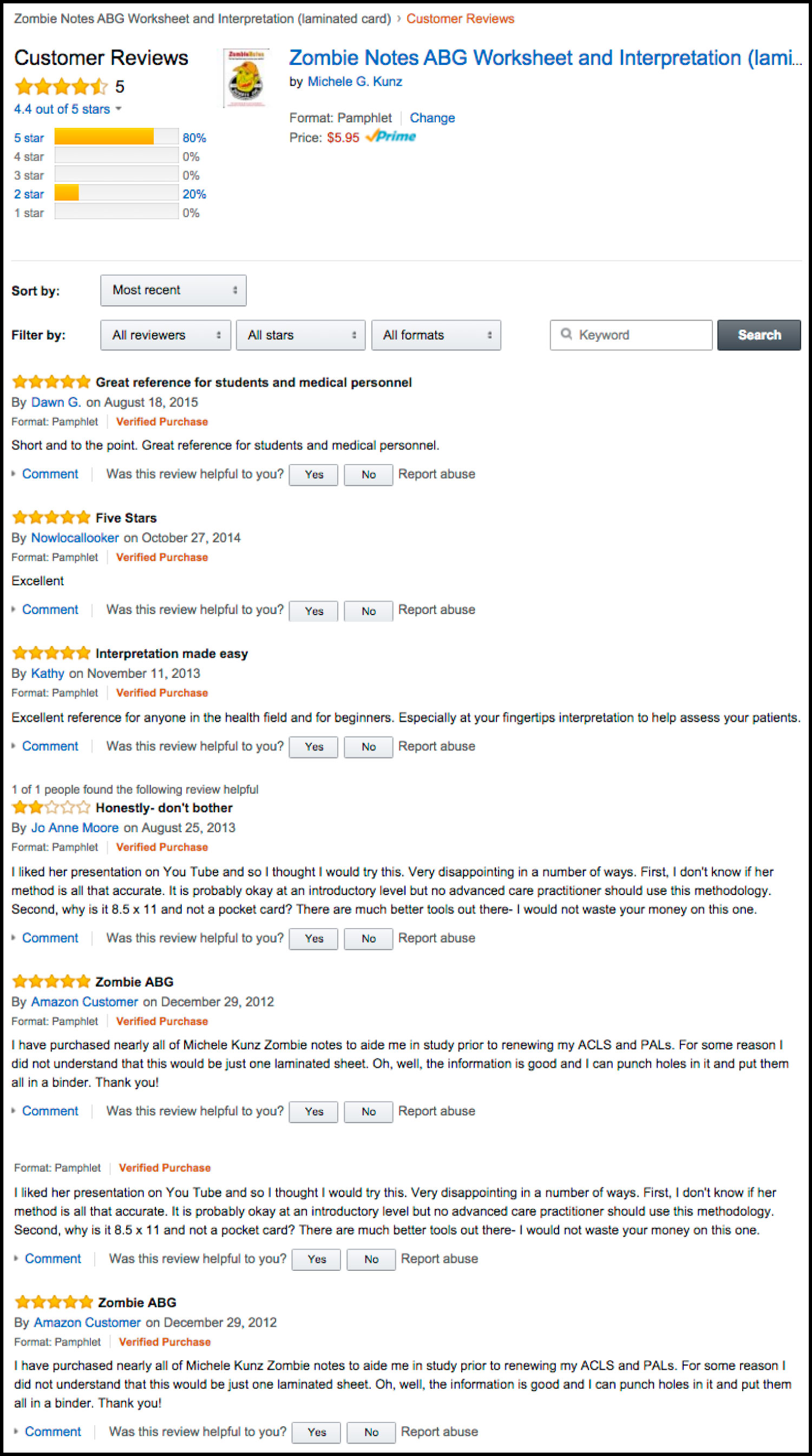 Amazon Reviews For ABG Interpretation And Worksheet Zombie Notes Study Chart