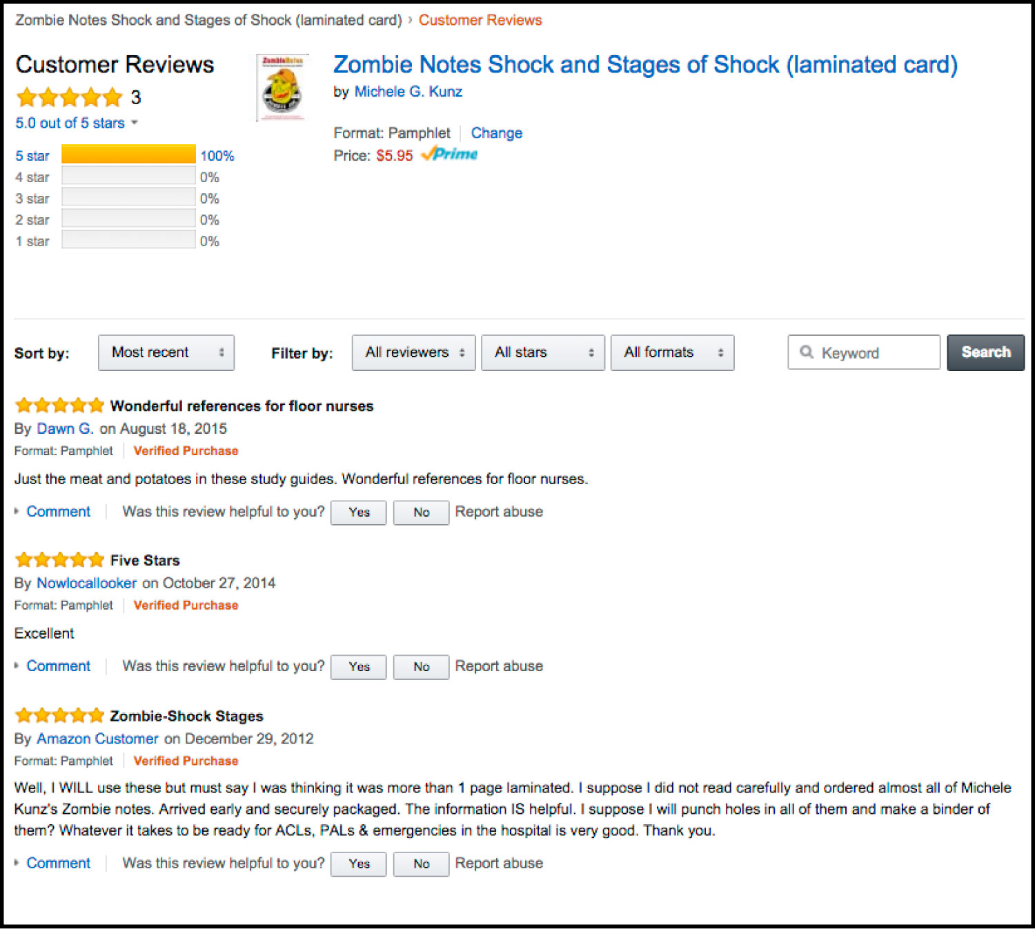 Amazon Reviews For Shock And Stages Of Shock Zombie Notes Study Chart