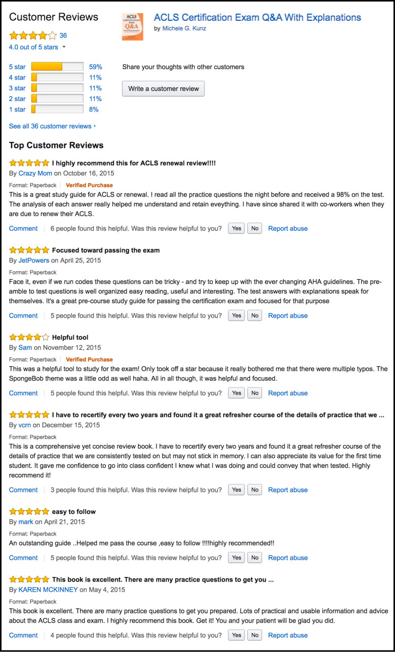 Amazon Reviews for ACLS Certification Exam Q&A With Explanations Book